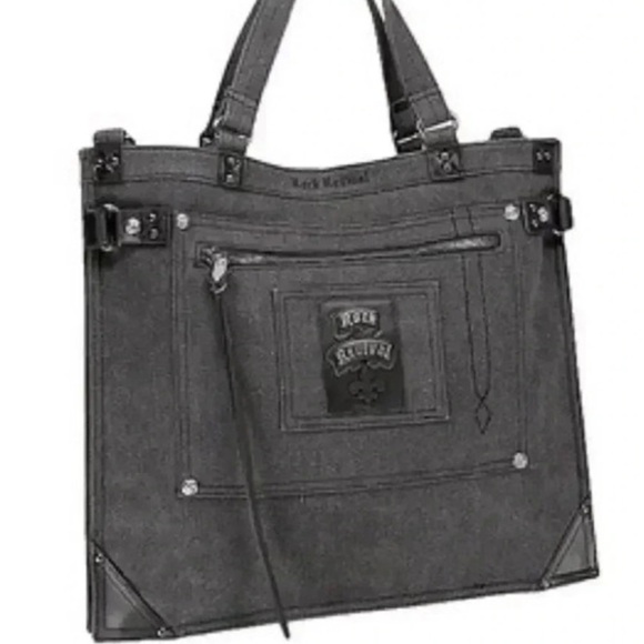 Rock Revival Charcoal Denim Crossbody Tote Messenger bag - Picture 14 of 14